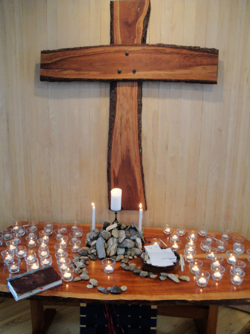 the altar table at the end of worship on 9/11